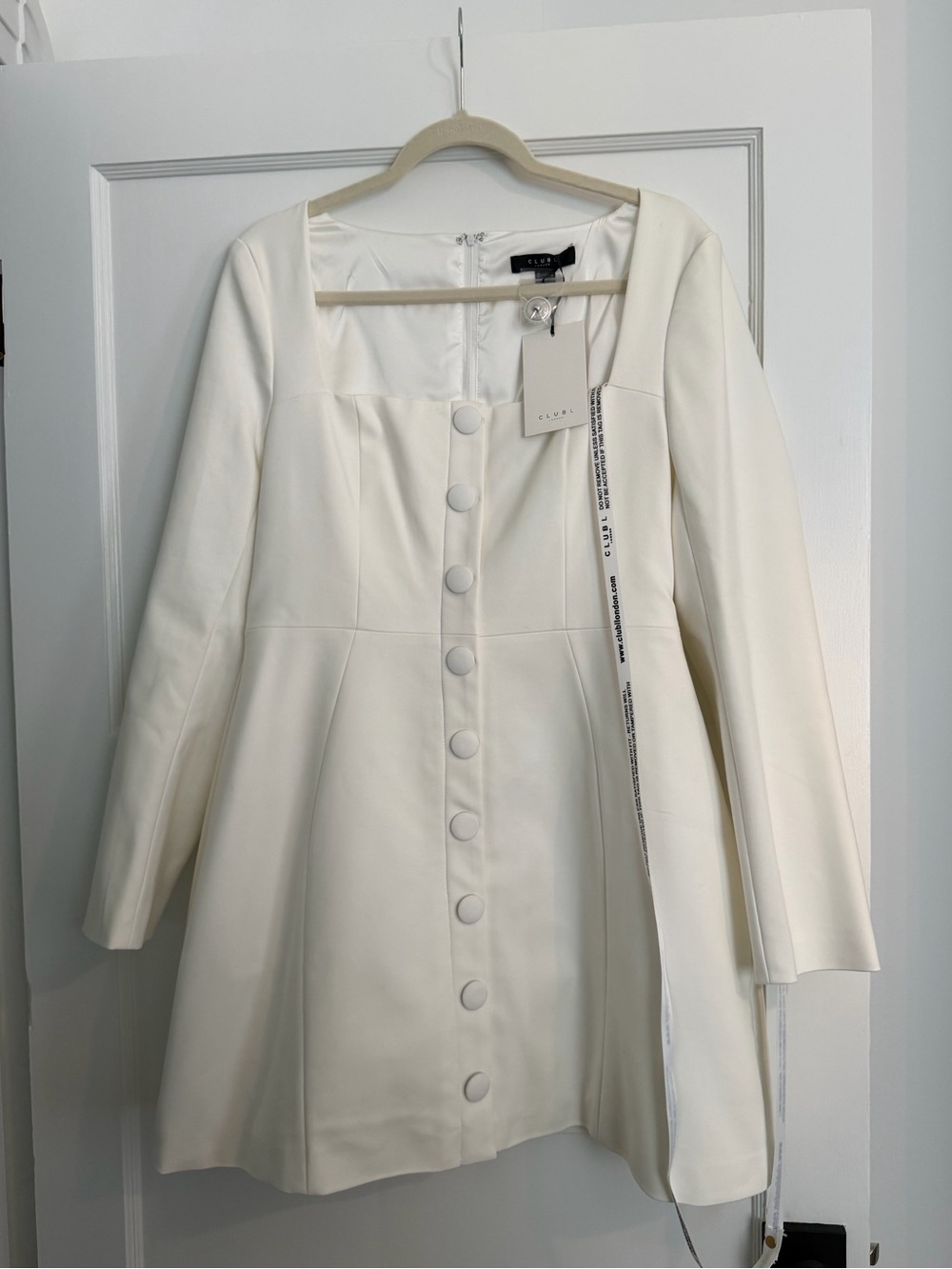CLUBL White Tailored Square-Neck Mini Dress